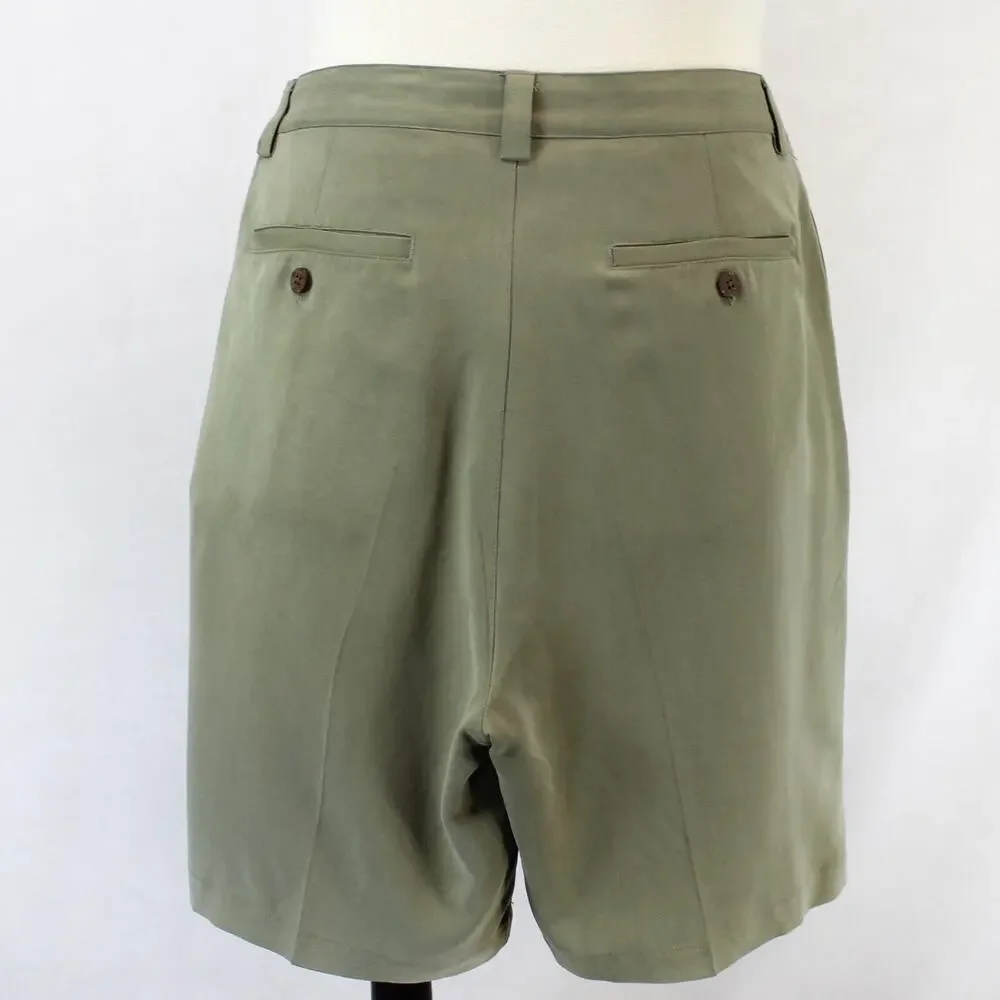 Tommy Bahama 100% Silk Olive Casual Shorts Men's Size 34